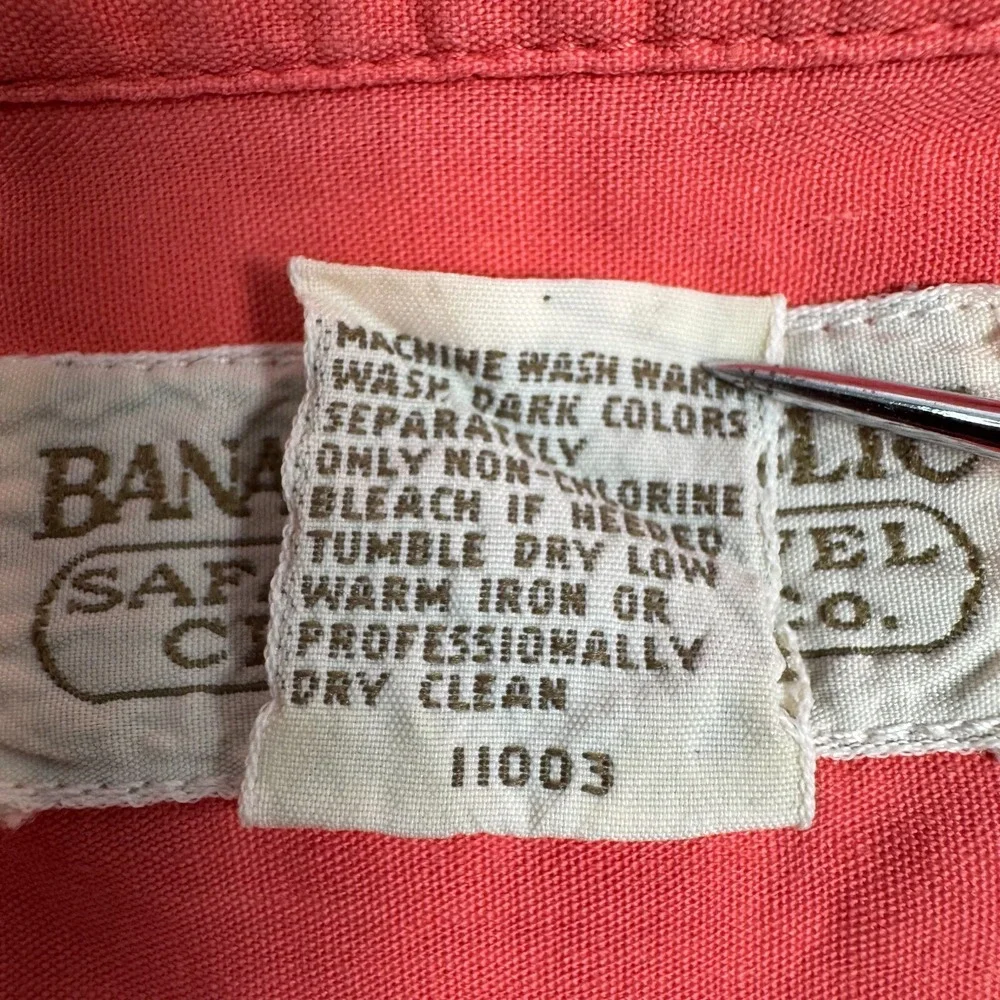 Banana Republic Safari & Travel Clothing Co Shirt Men M‎ Button Up S/S Coral VTG